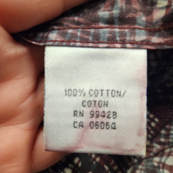 BUGATCHI Shaped Fit Abstract Button Down Shirt In Black Burgundy White Size M - Picture 13 of 16